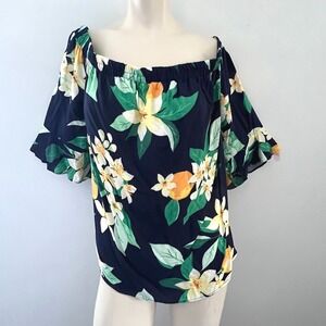 Old Navy Womens Floral Off Shoulder Top Blouse Large Boho‎ Cottagecore Resort